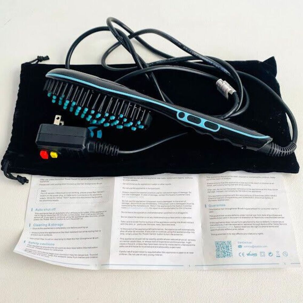 Apalus Digital Hair Straightener Comb Irons, Detangling Hair Brush Set Black 2"